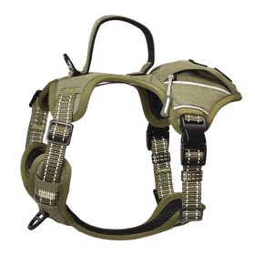PETMARVEL High-Perfomance Tactical Dog Harness With Poop Bag Holder, No Pull Front Clip & Metal Buckles, Brown S (Option: Army Green-XLarge)